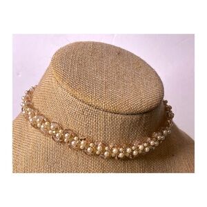 NWT Mariell Crystal & Ivory Pearl Braided Ethereal Bridal Choker Necklace